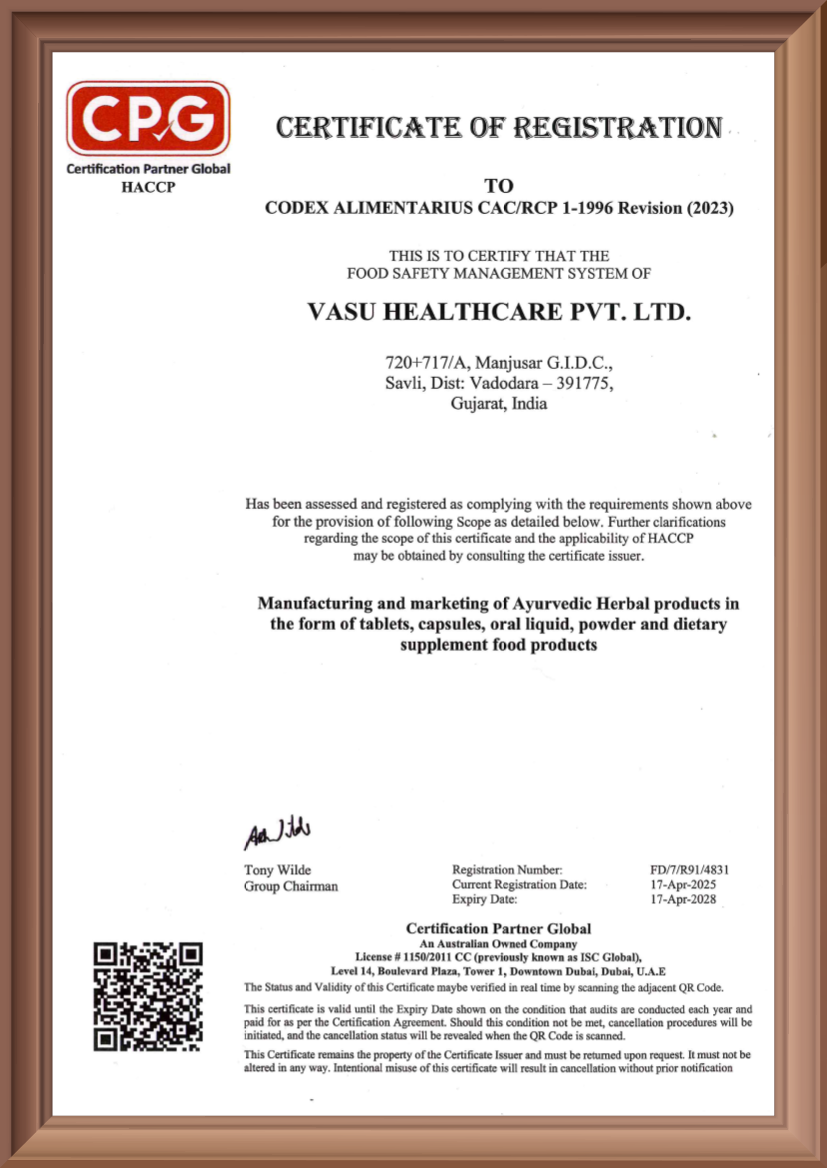 HACCP — Ayurvedic & Nutraceuticals
