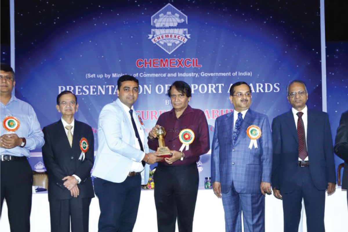 Chemexcil First Award for Outstanding Export Performance presented by Hon'ble Minister of Commerce
