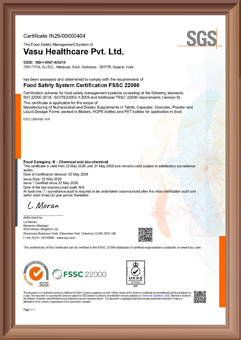 FSSC 22000 — Nutraceutical Supplements
