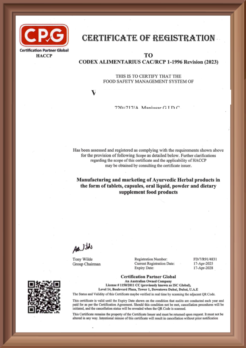 HACCP — Ayurvedic & Nutraceuticals