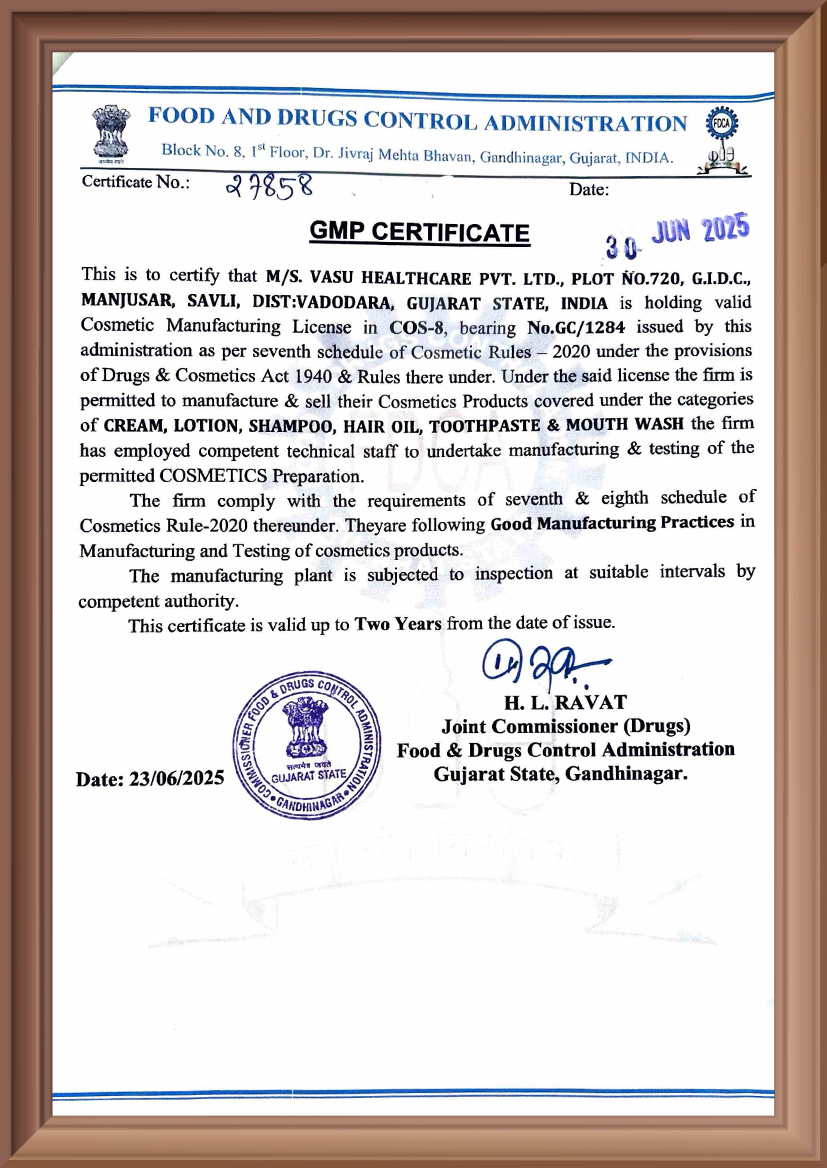 GMP Certificate — Cosmetics