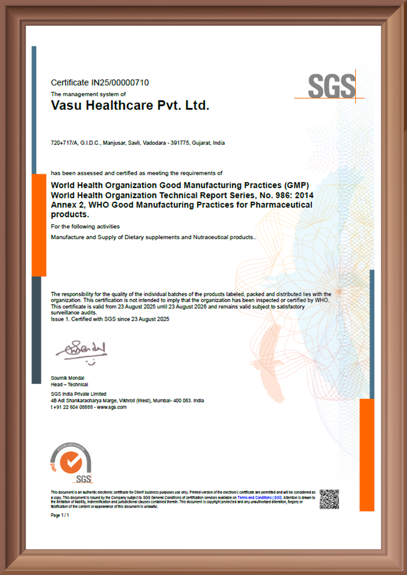 WHO GMP — Nutraceuticals Unit