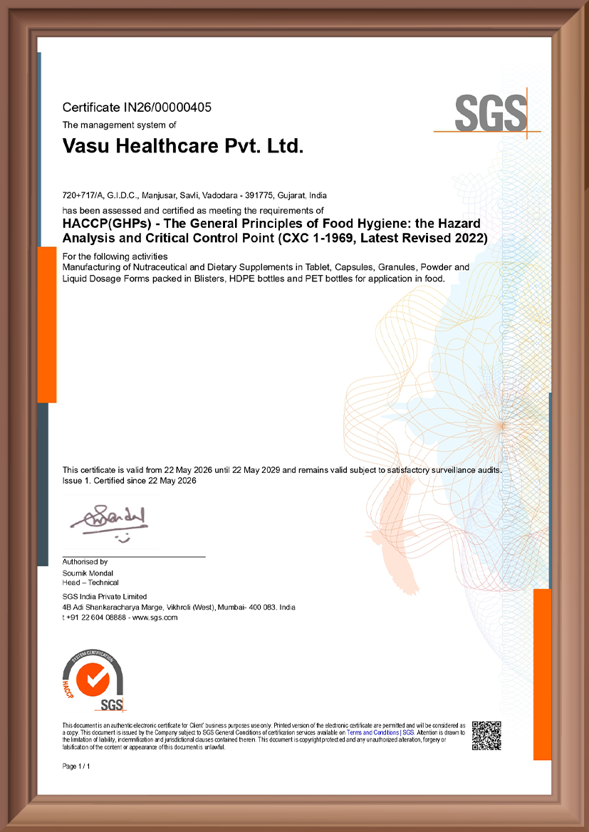 HACCP (GHPs) — Nutraceuticals