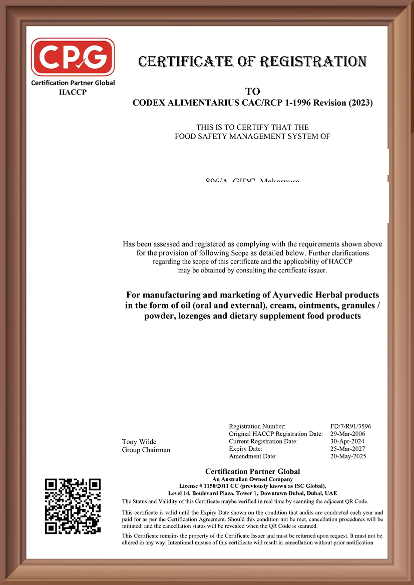 HACCP 2025 — Ayurvedic Unit