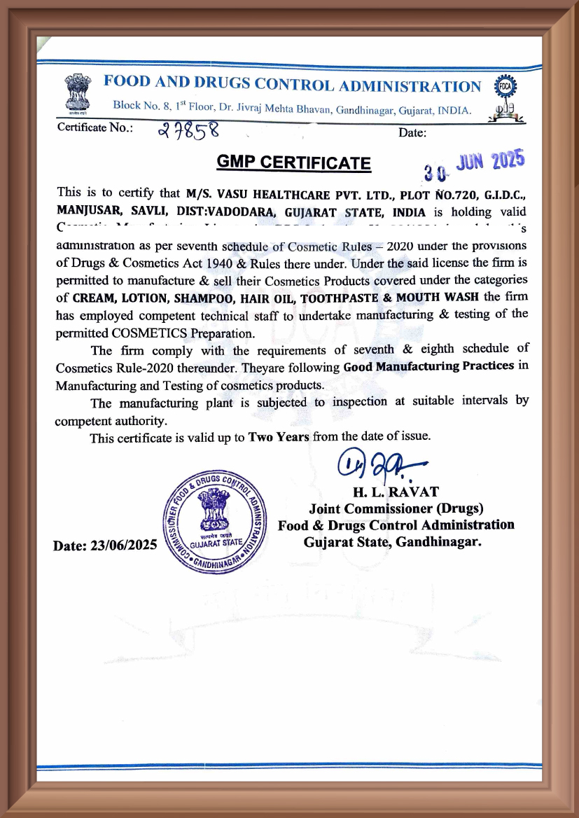 GMP Certificate — Cosmetics