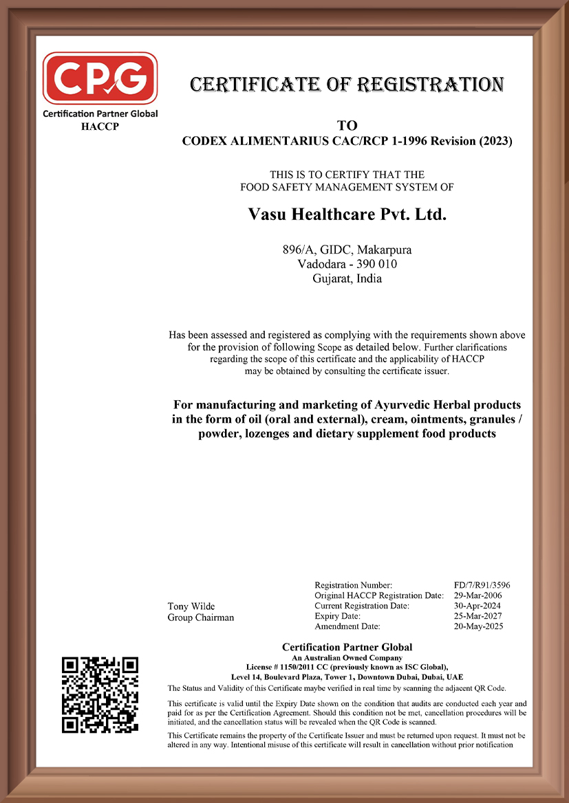 HACCP 2025 — Ayurvedic Unit