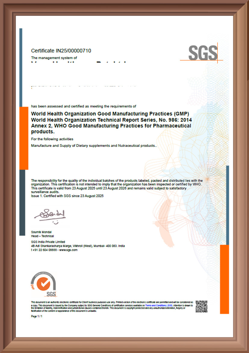 WHO GMP — Nutraceuticals Unit