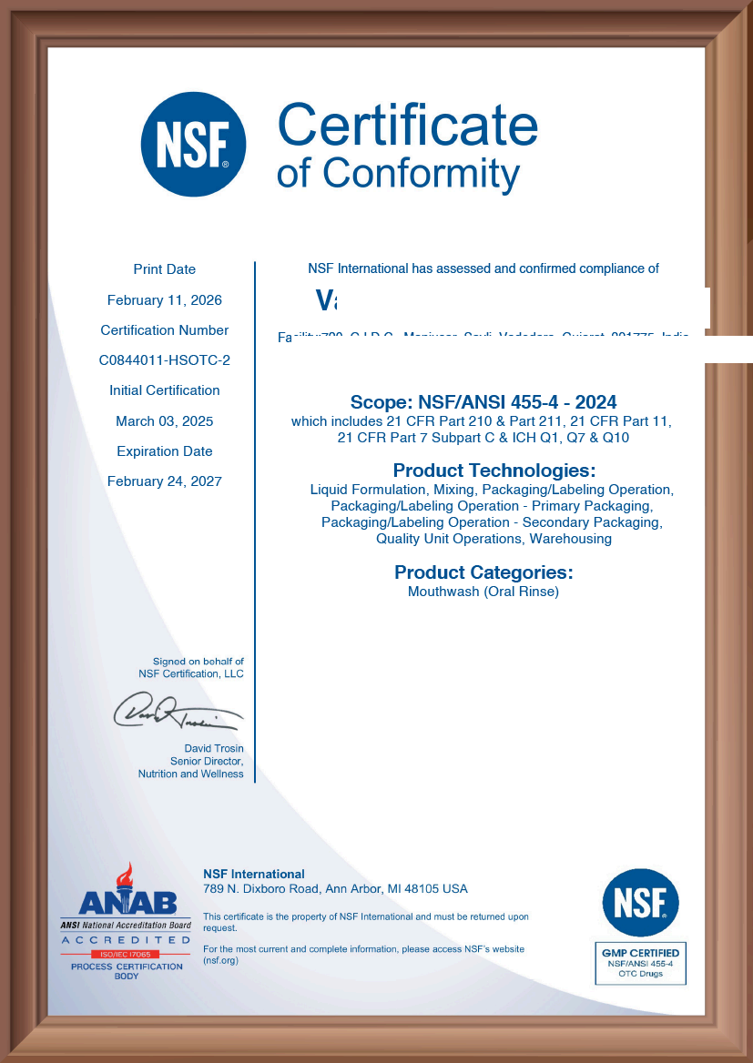 NSF/ANSI 455-4 — OTC GMP