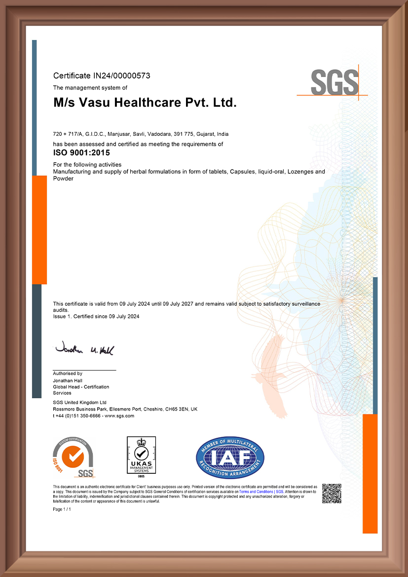 ISO 9001:2015 — Herbal Formulations