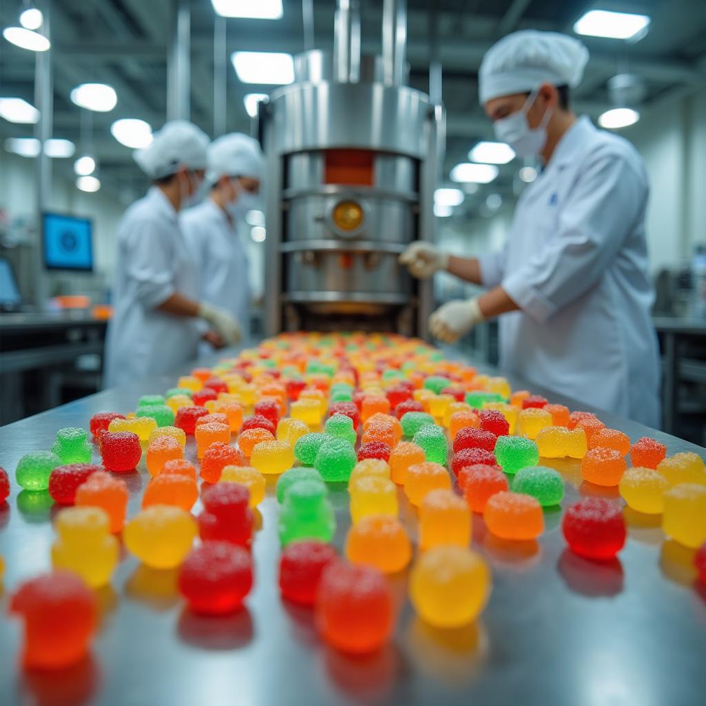 Gummy manufacturing process animation