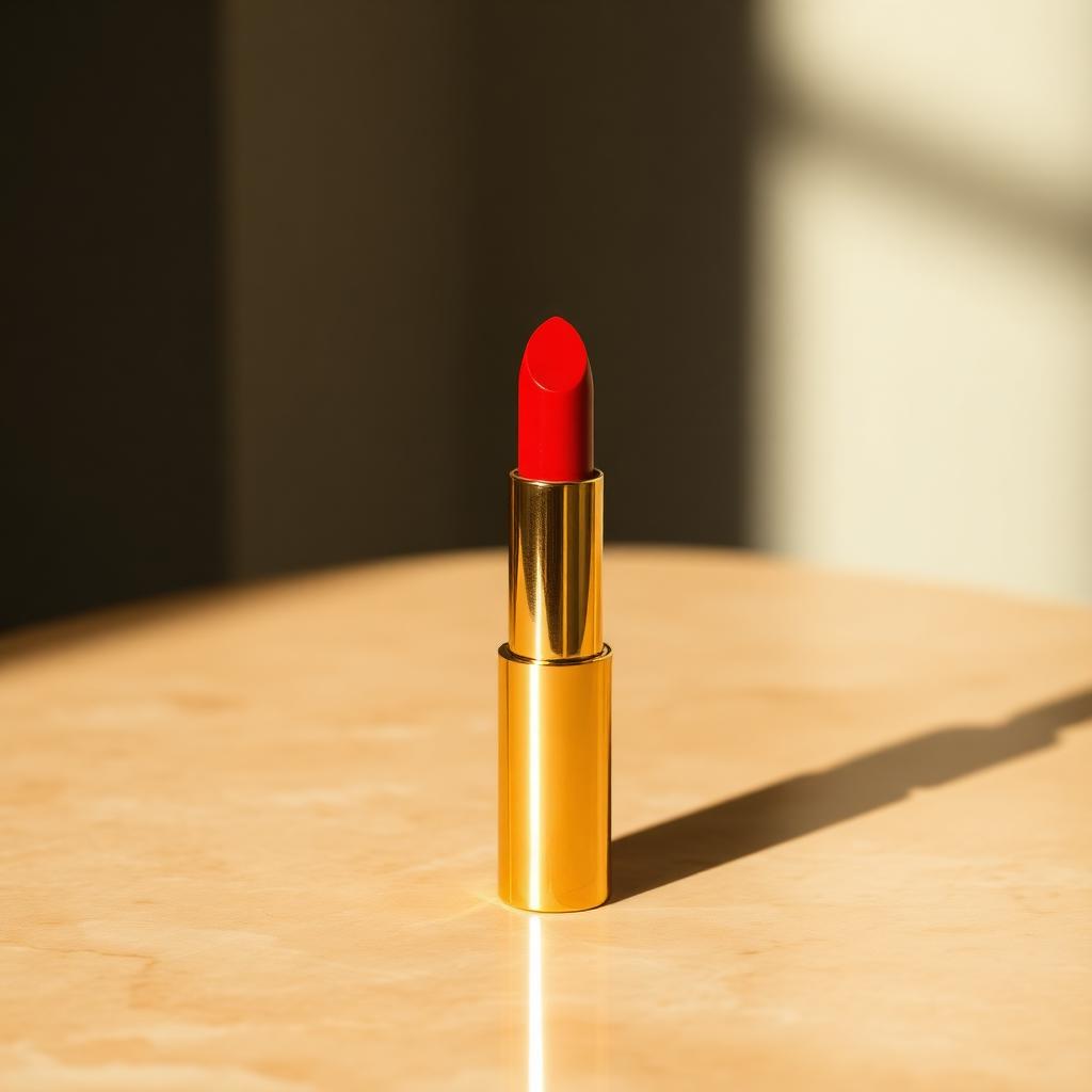 Luxury gold bullet lipstick component with red bullet