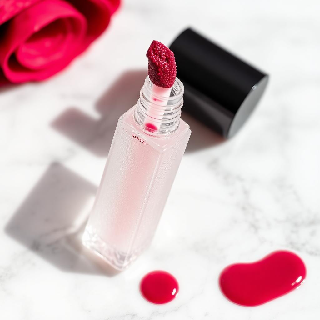Frosted glass liquid lipstick with doe-foot applicator
