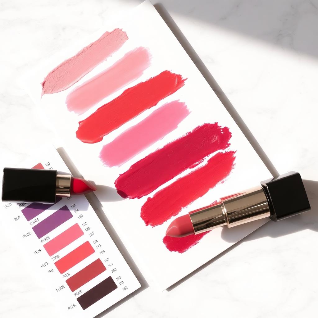 Spectrophotometer shade match card with lipstick swatches
