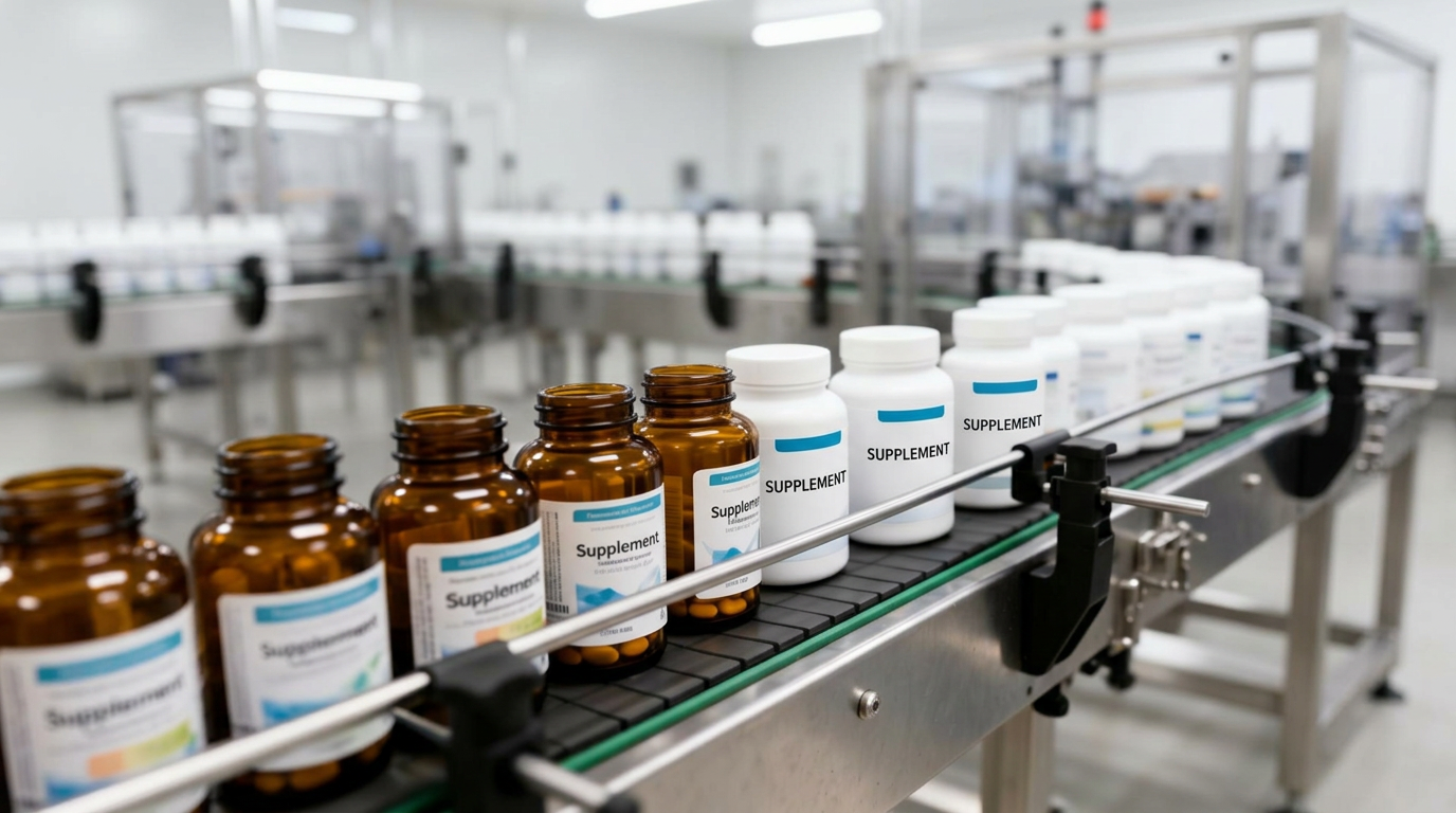 Product packaging line for supplements