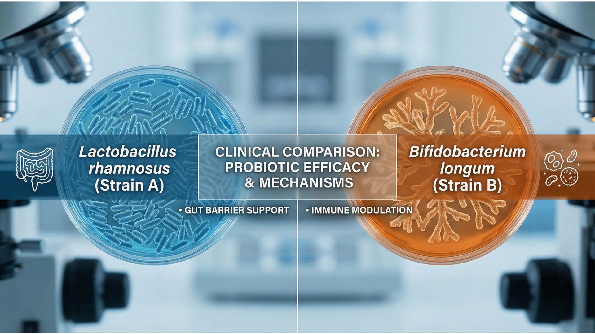 Clinical comparison of Lactobacillus rhamnosus and Bifidobacterium longum probiotic strains