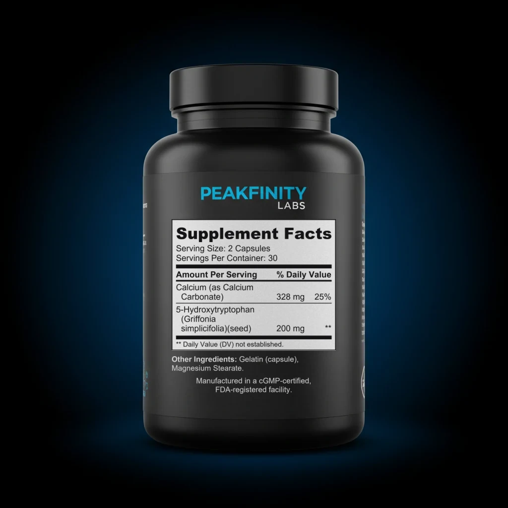 5-HTP back label and ingredient panel