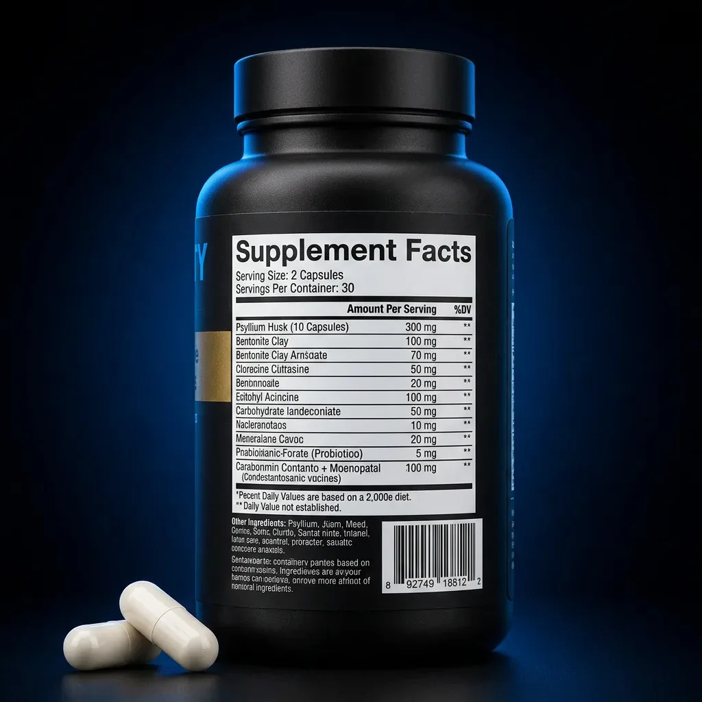 Advanced Digestive Cleanse & Gut Support Capsules with Probiotics — representative back label artwork (Supplement Facts panel)