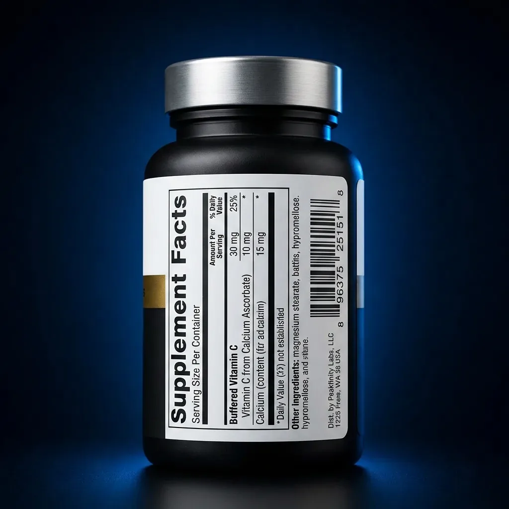 Advanced Immune Support Buffered Vitamin C Capsules — representative back label artwork (Supplement Facts panel)