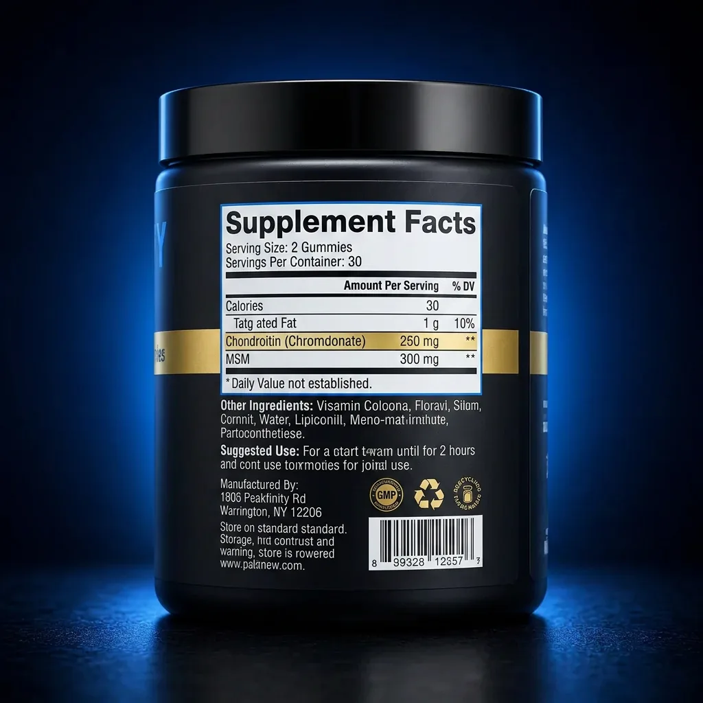 Advanced Joint Support Gummies with Chondroitin & MSM — representative back label artwork (Supplement Facts panel)