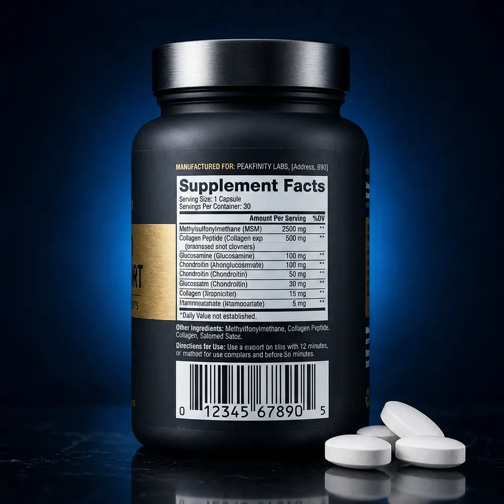 Advanced Joint Support Complex with MSM & Type II Collagen — representative back label artwork (Supplement Facts panel)