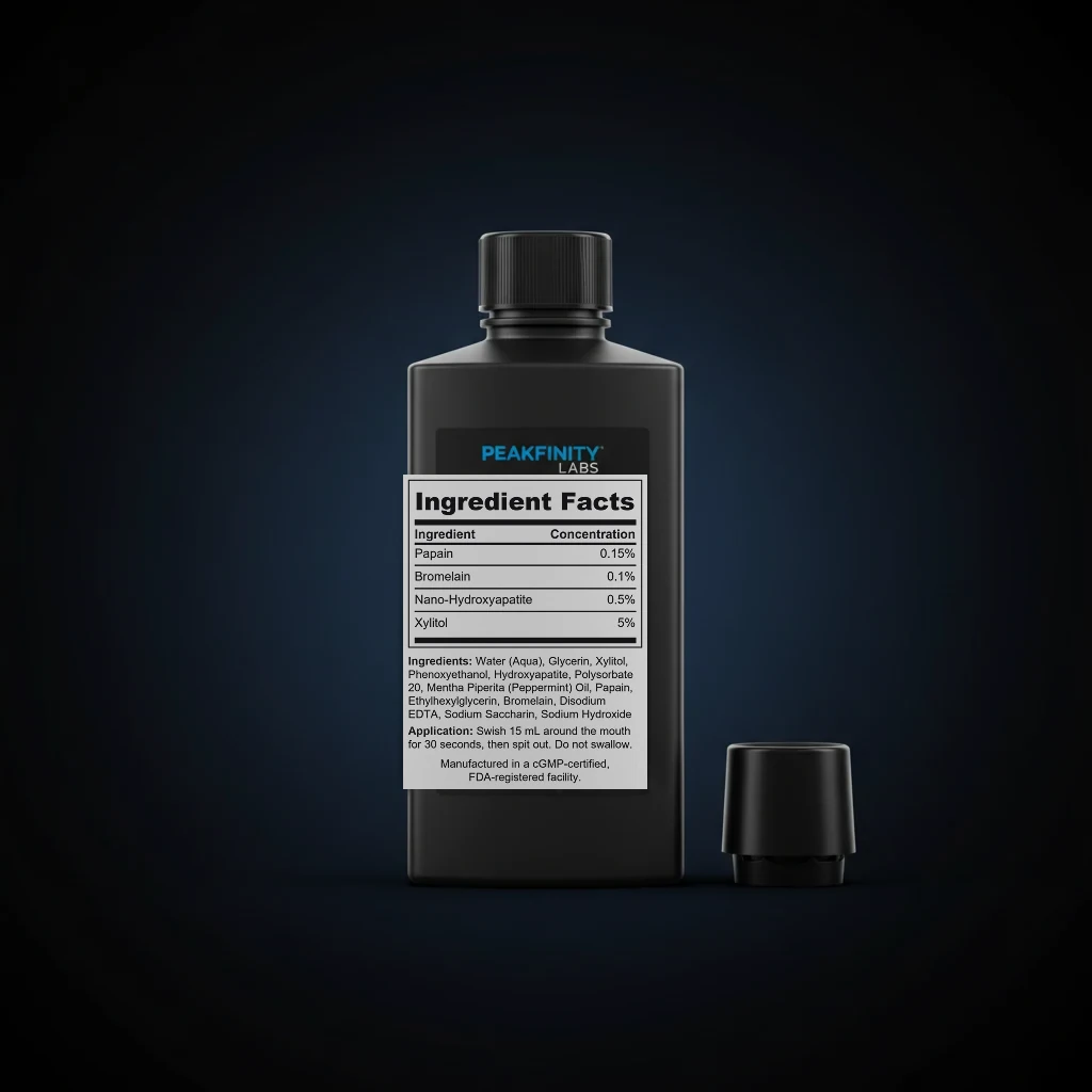 Alcohol-Free Whitening Mouthwash back label and ingredient panel