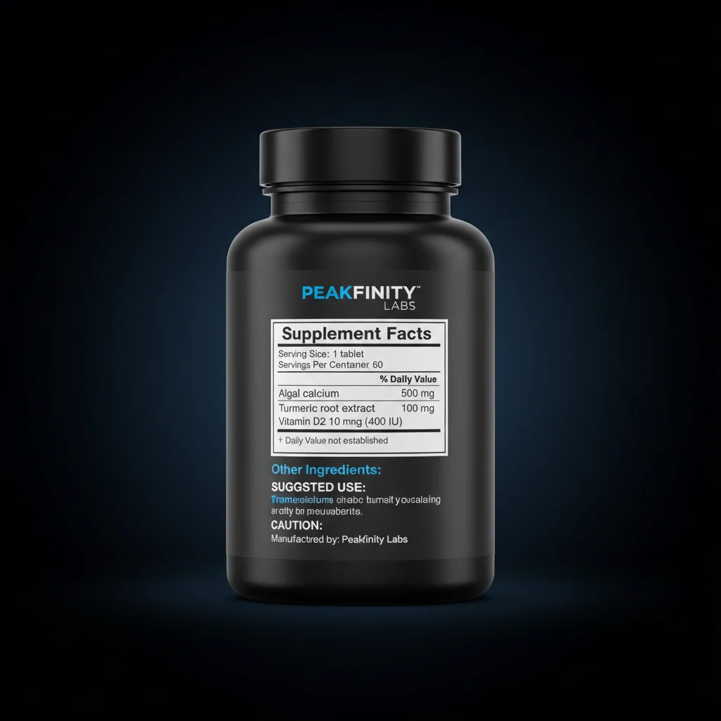 Algal Calcium & Turmeric Bone Tablets — back label / ingredients panel