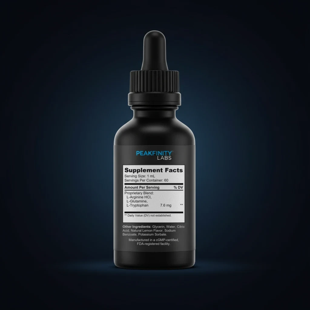 Amino Diet Drops back label and ingredient panel