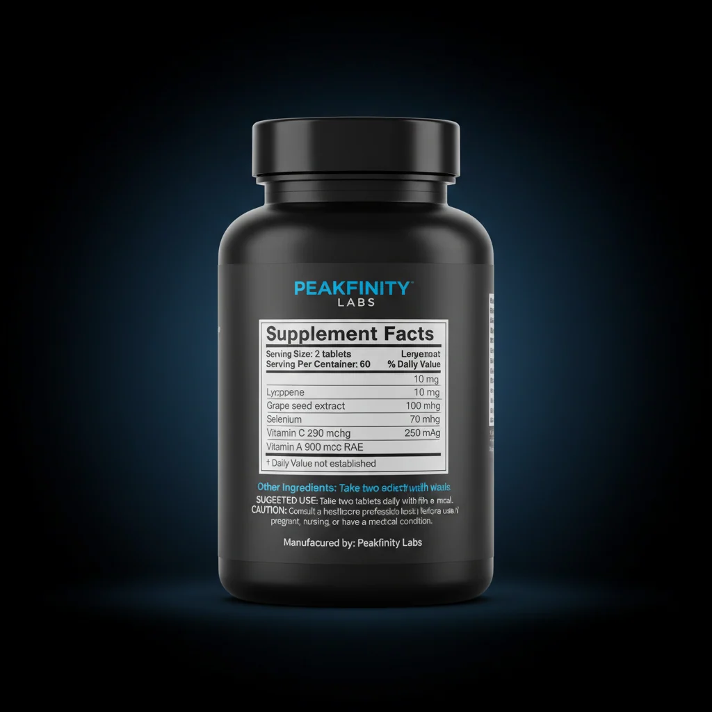 Antioxidant Multivitamin & Mineral Tablets — back label / ingredients panel