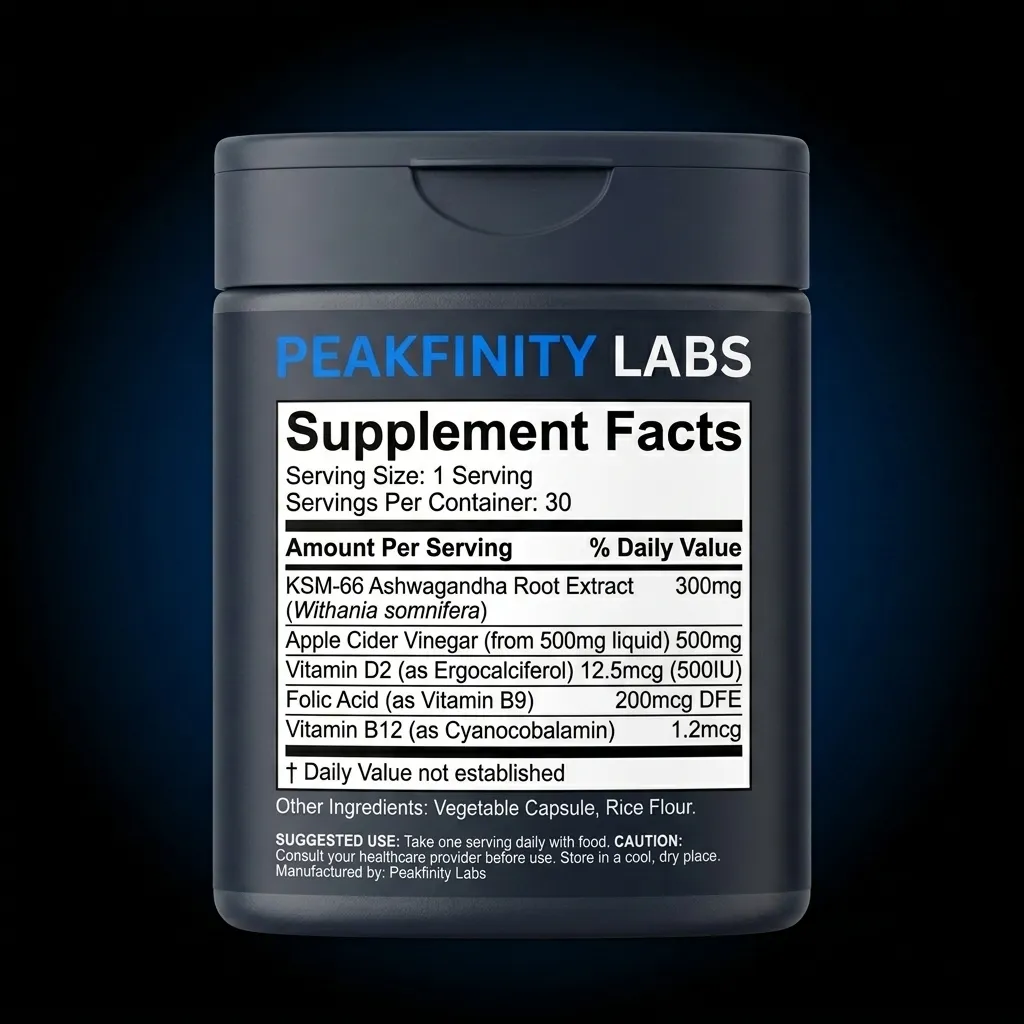 Dual-Action Ashwagandha & Apple Cider Vinegar Gummies — representative back label artwork (Supplement Facts panel)