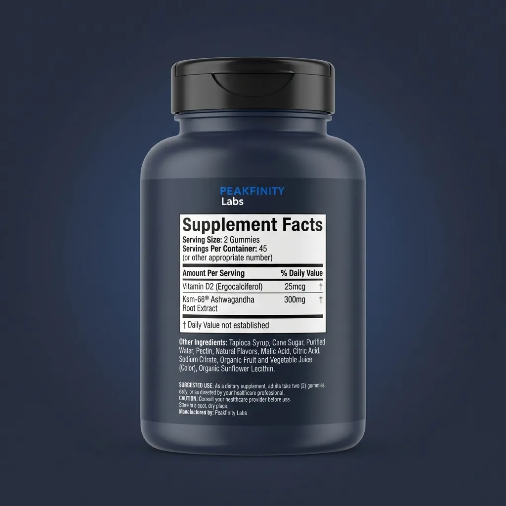 Ashwagandha & Vitamin D Gummies — back label / supplement facts