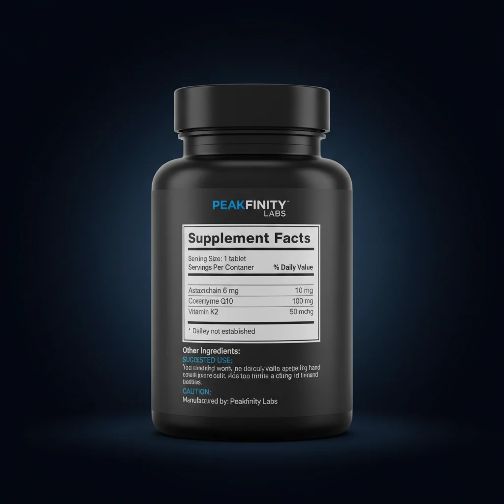 Astaxanthin & CoQ10 Antioxidant Tablets — back label / ingredients panel