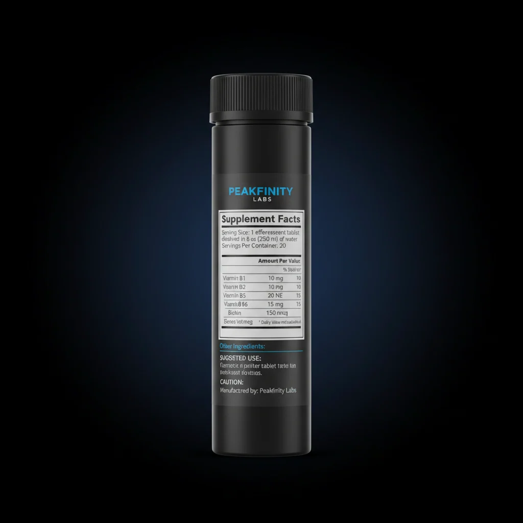 B-Complex Effervescent Tablets — back label / ingredients panel