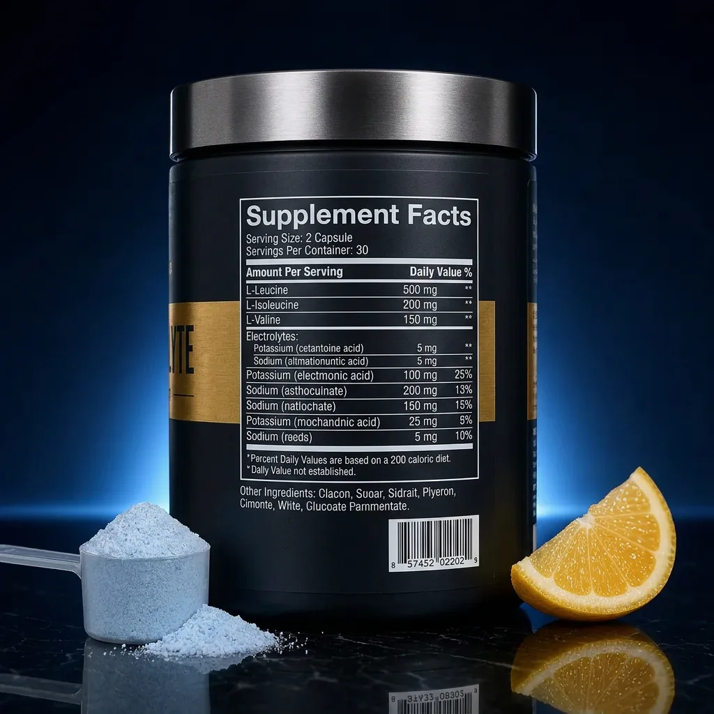 Advanced Electrolyte & BCAA Performance Hydration Powder — representative back label artwork (Supplement Facts panel)