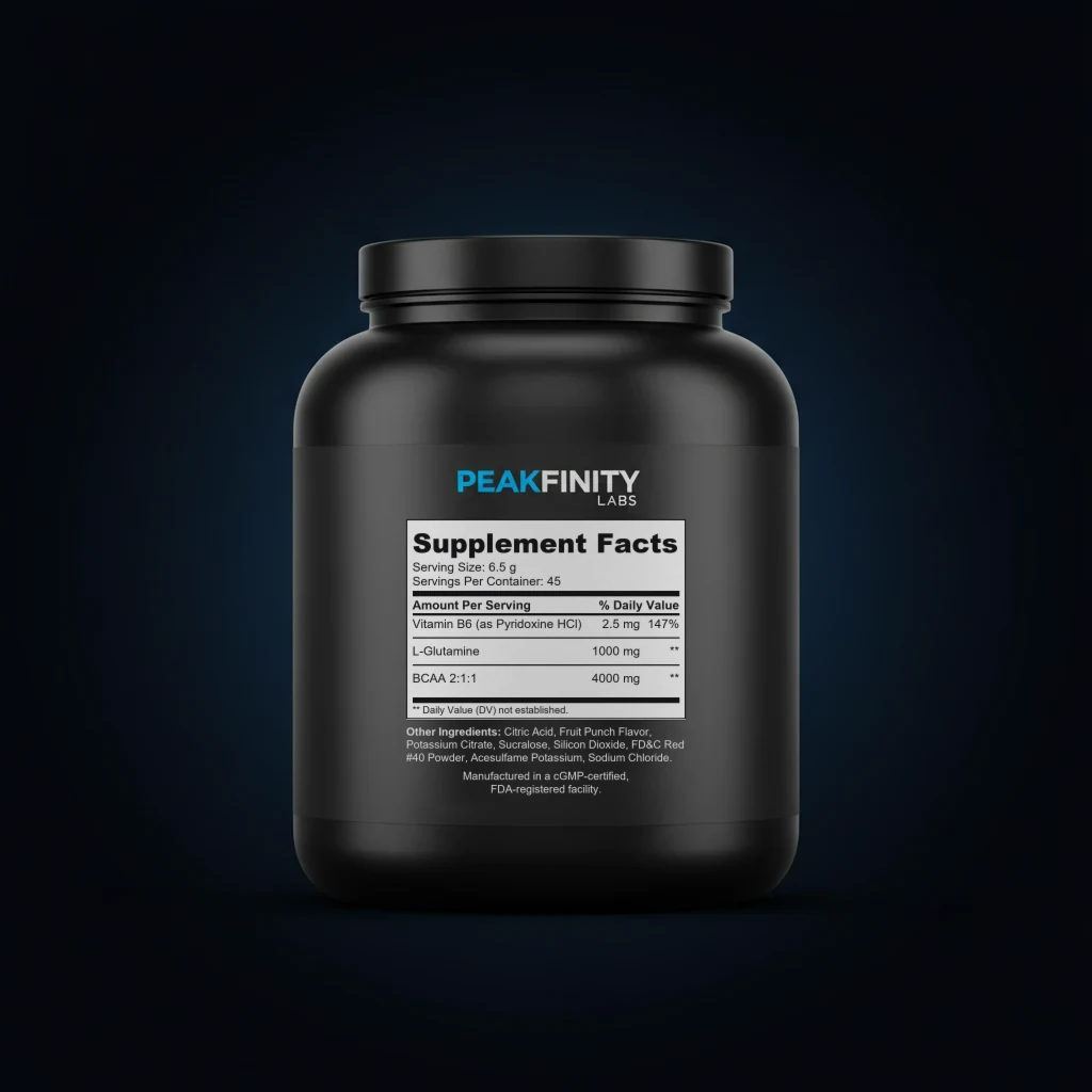 BCAA Shock Powder - Fruit Punch back label and ingredient panel
