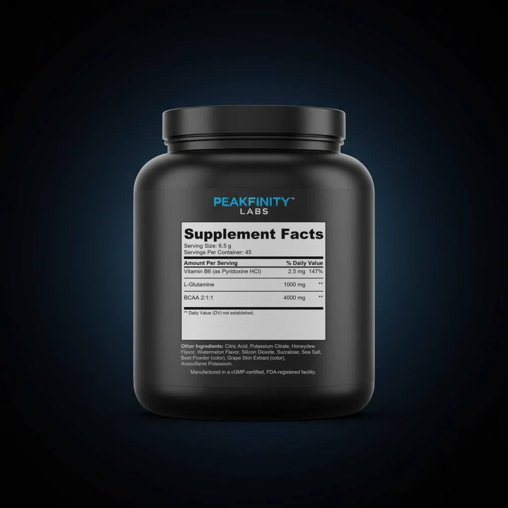 BCAA Shock Powder - Watermelon back label and ingredient panel