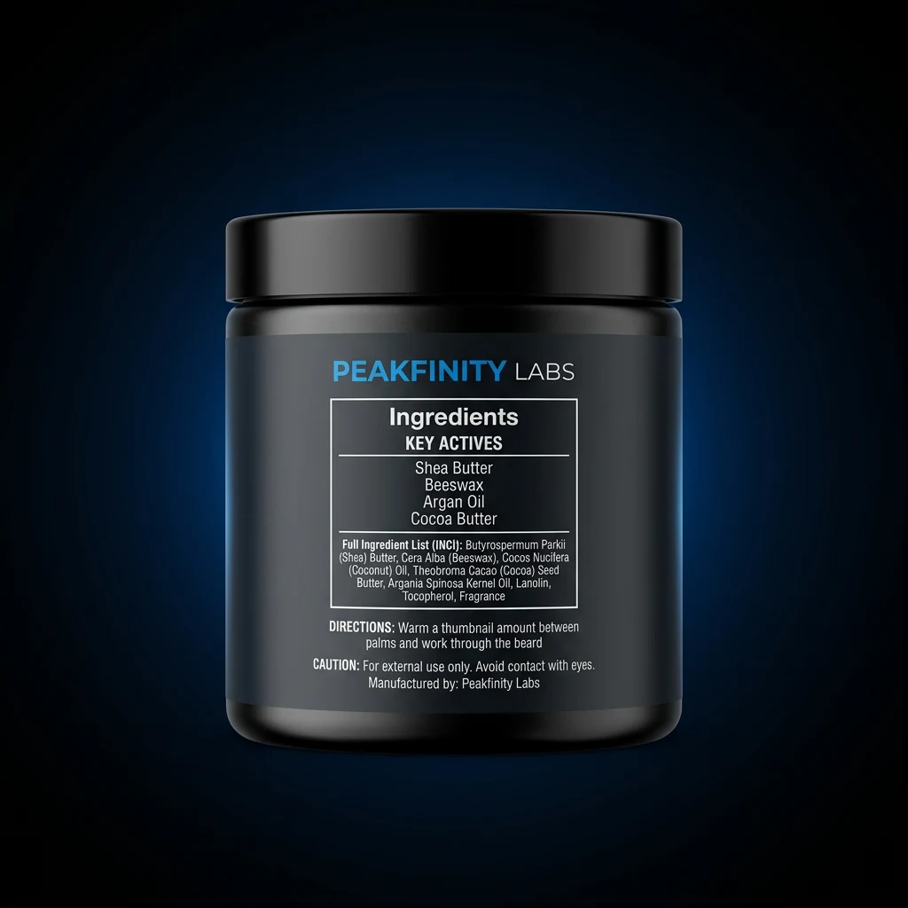 Beard Balm & Styling Butter — representative back label artwork (Supplement Facts panel)