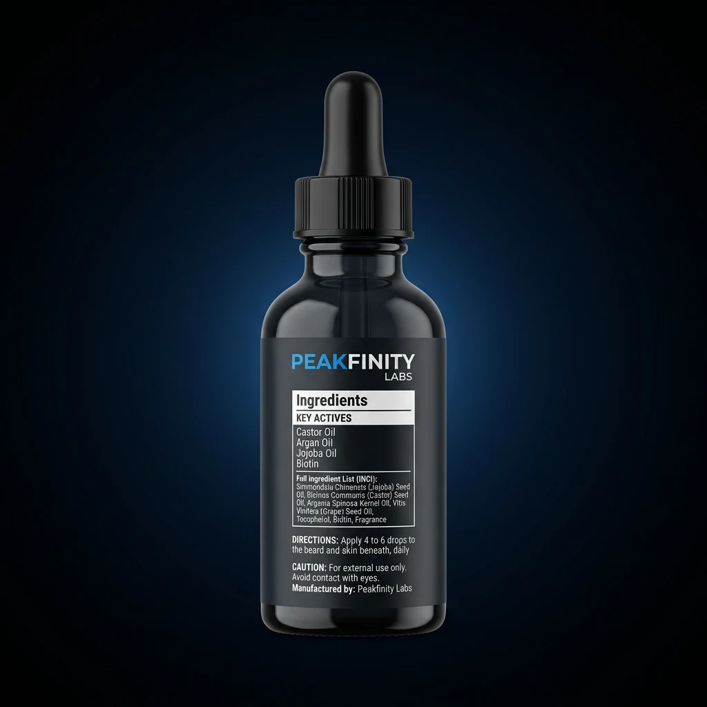 Beard Growth Oil with Castor & Argan — representative back label artwork (Supplement Facts panel)
