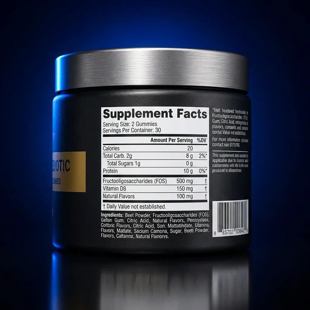 Beet FOS Prebiotic Digestive Support Gummies — representative back label artwork (Supplement Facts panel)