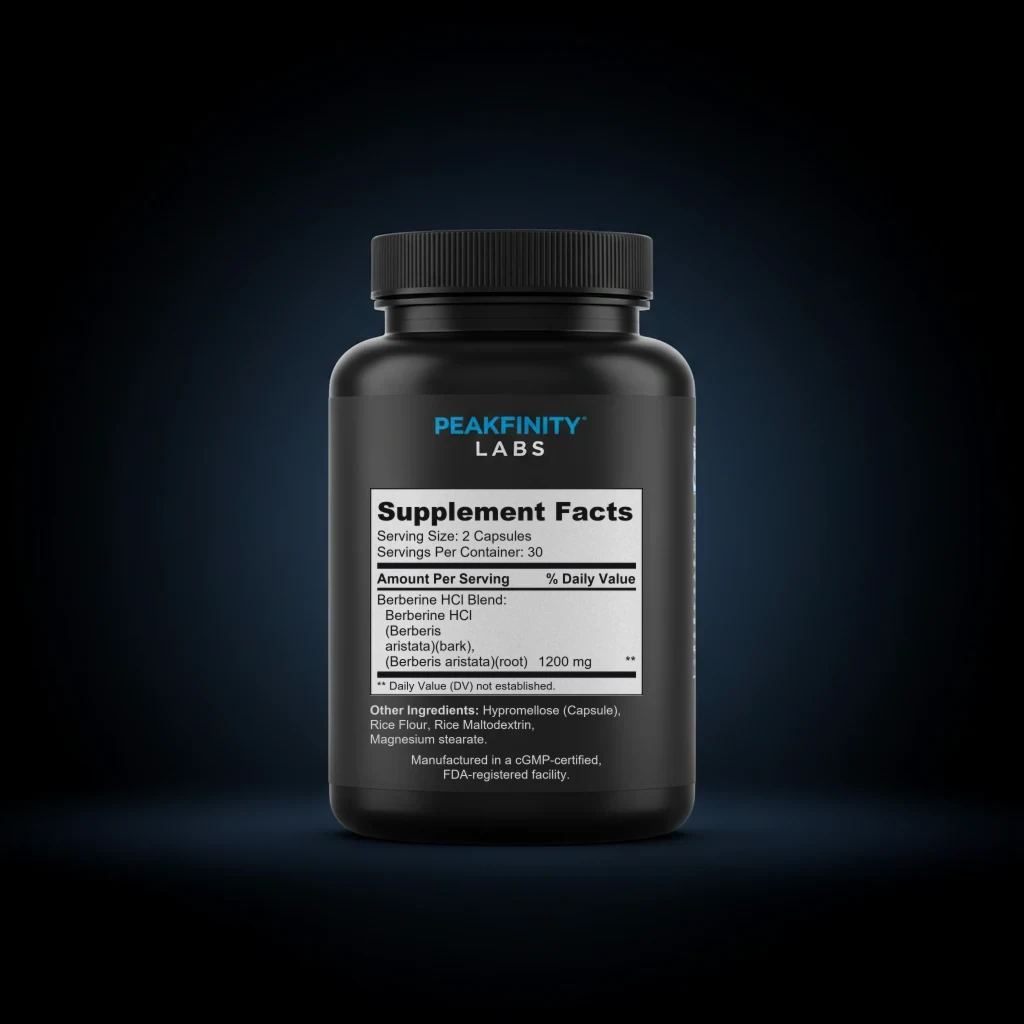 Berberine back label and ingredient panel