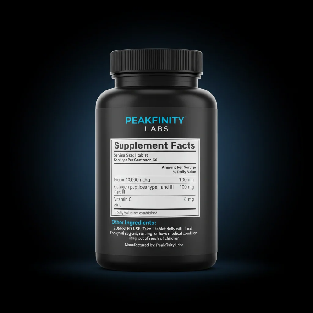 Biotin 10,000mcg Hair, Skin & Nail Tablets — back label / ingredients panel