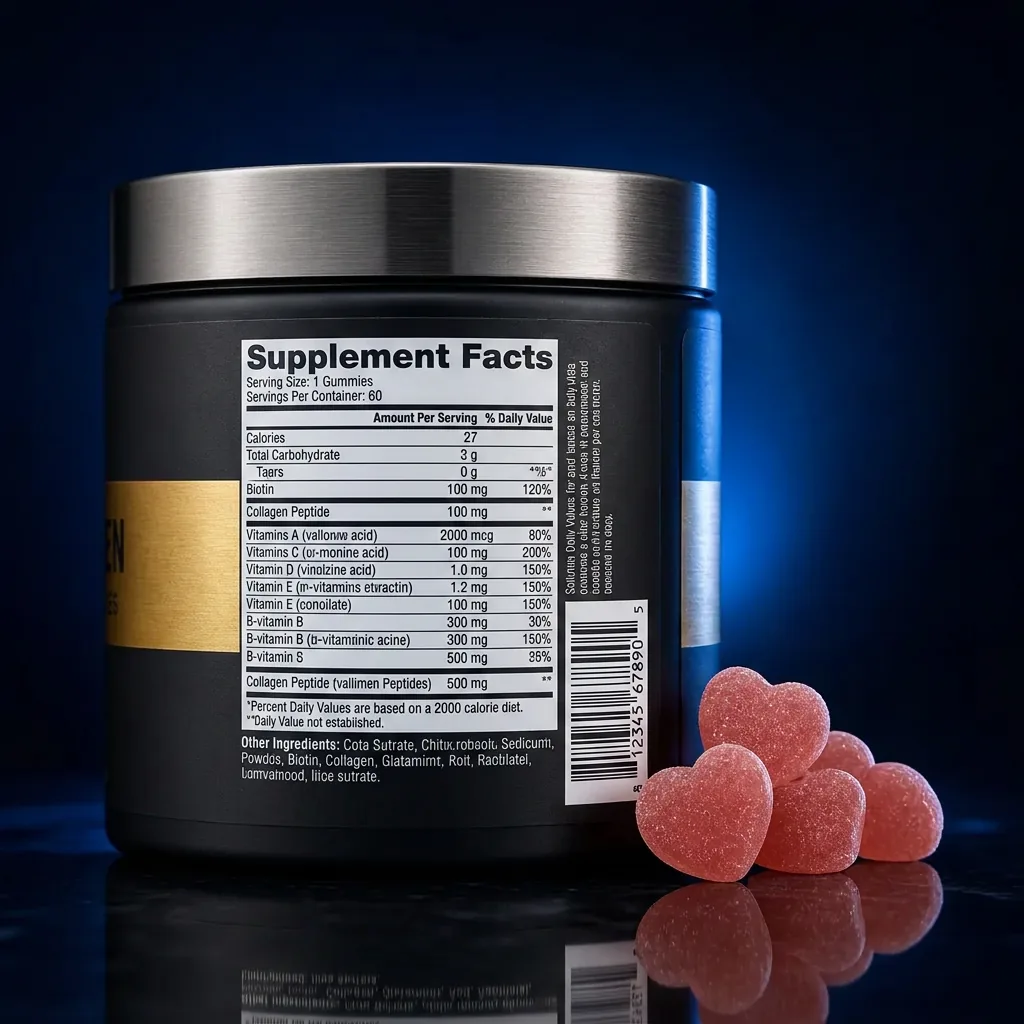 Advanced Beauty Support Gummies with Biotin & Fish Collagen — representative back label artwork (Supplement Facts panel)