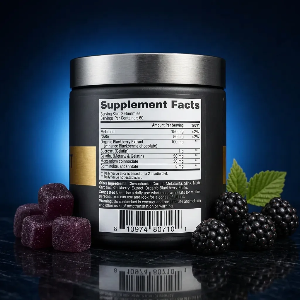 Blackberry Rest & Sleep Support Pectin Gummies — representative back label artwork (Supplement Facts panel)