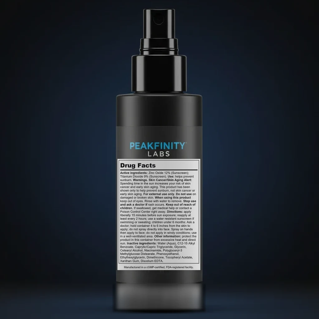 Body Sunscreen Spray SPF 50 back label and ingredient panel