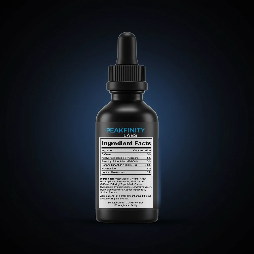 Caffeine & Peptide Dark Circle Eye Serum back label and ingredient panel