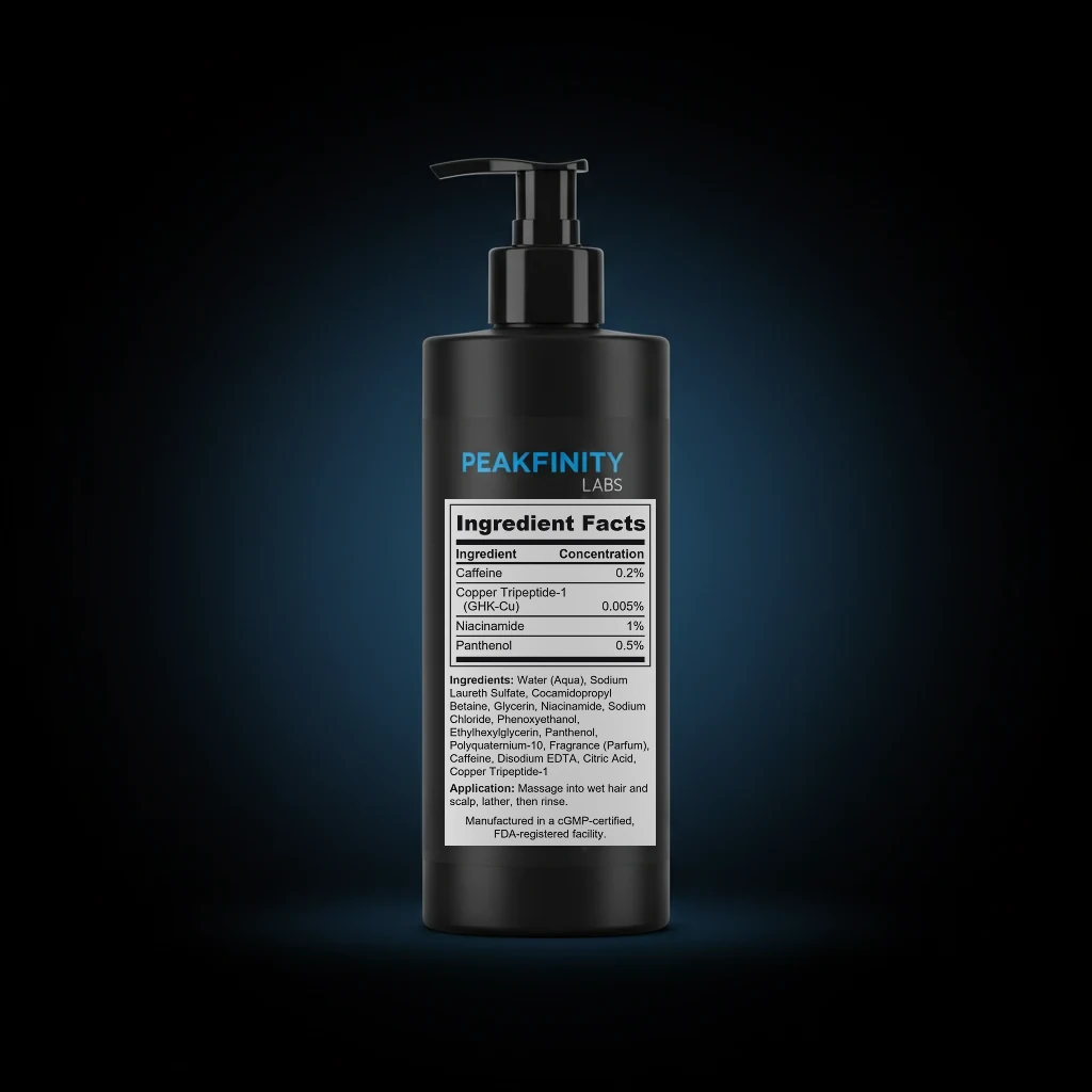 Caffeine Thickening Shampoo for Thinning Hair back label and ingredient panel