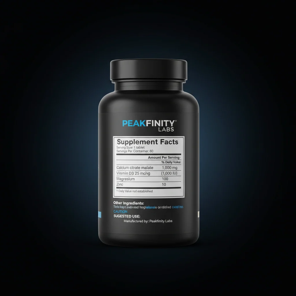 Calcium Citrate Malate 1000mg with D3, Magnesium & Zinc Tablets — back label / ingredients panel