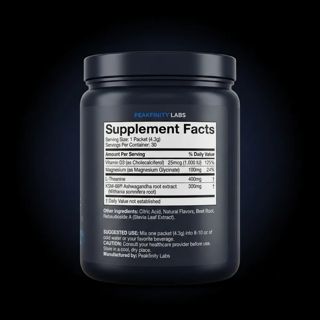 Calming Drink Mix — back label / supplement facts