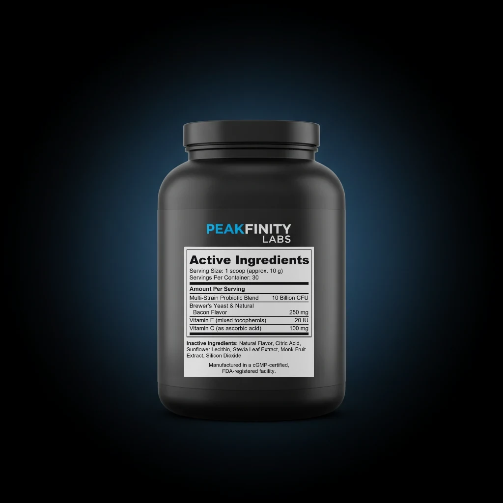 Canine Daily Probiotic Powder for Dogs back label and ingredient panel