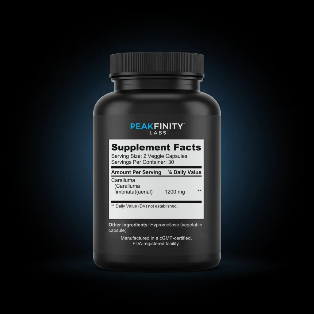 Caralluma back label and ingredient panel