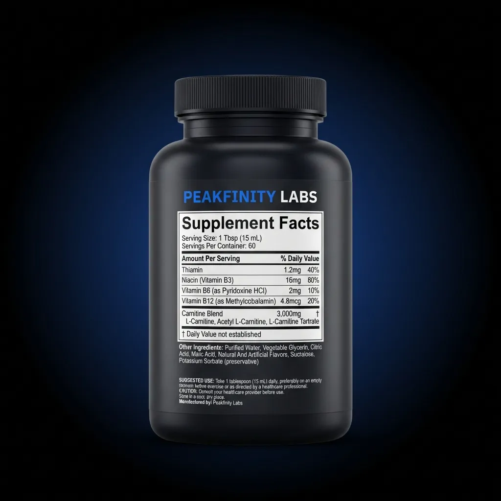 Carnitine 3000 Liquid Energy Supplement — back label / supplement facts